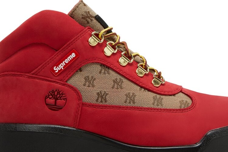 Ботинки мужские Timberland x Supreme x New York Yankees с принтом, красный — фото 2