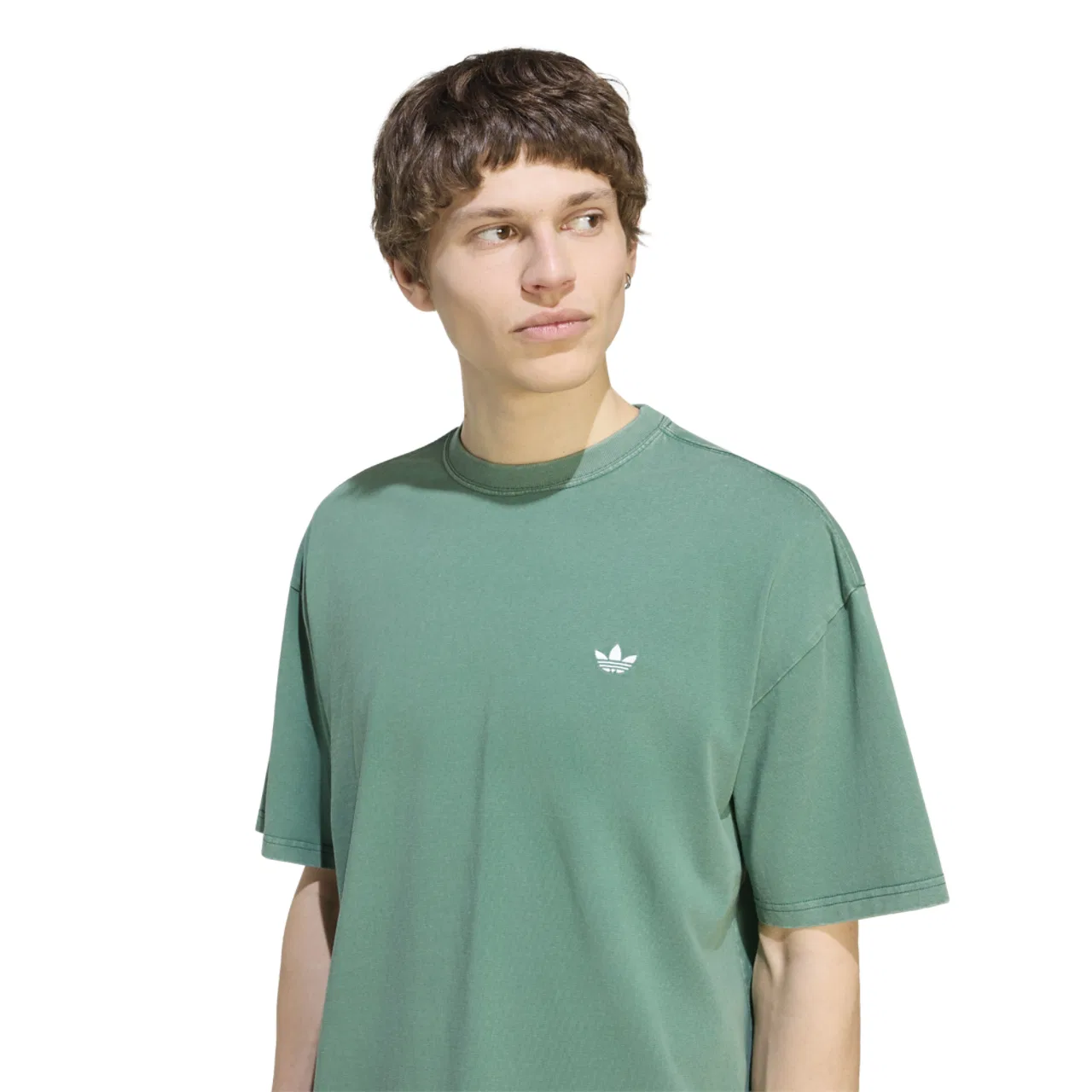 Футболка мужская Trefoil Ess Washed Loose Shoulder Tee Adidas, цвет Collegiate Green — фото 3