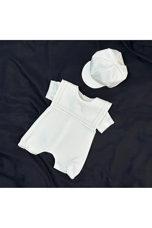 Детский комбинезон для девочек хлопковый Pearl baby white sailor collar vintage embroidered baby romper Heymino, Белый — фото 3
