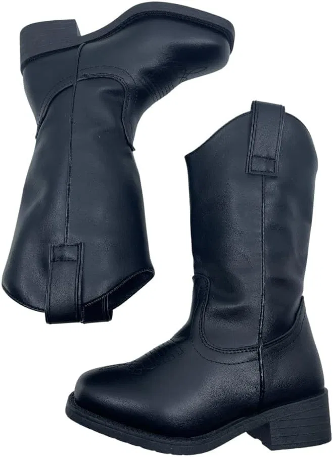 Детские сапоги для девочек с вышивкой Western Forever Link, All Black — фото 2