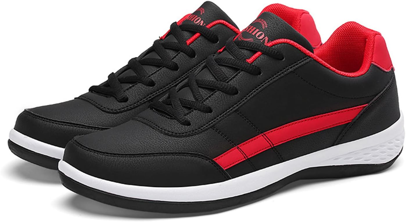 

Мужские кожаные кроссовки RiceelSor низкие с шнуровкой, округлый носок, дышащие, удобные с поддержкой свода стопы, для делового стиля и повседневной ходьбы. Большие размеры, черный/красный