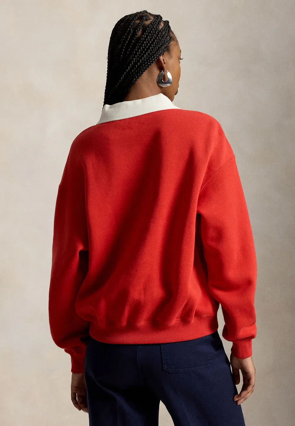 Толстовка с круглым вырезом из флиса с воротником-поло Polo Ralph Lauren, Very Red — фото 3