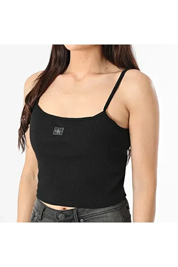 Женский топ-майка на бретелях из рибаны Calvin Klein, Black — фото 3