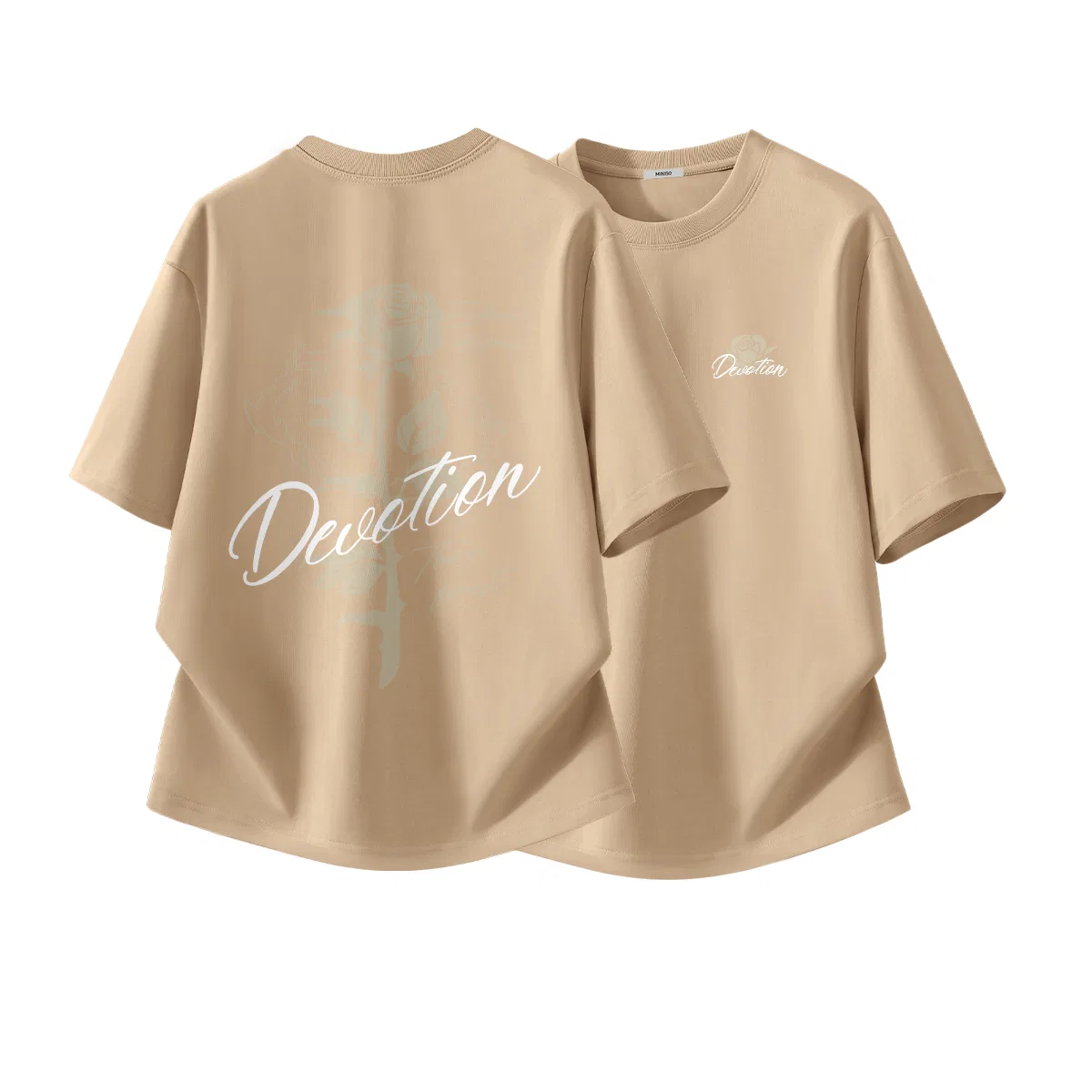 Детская футболка хлопковая с коротким рукавом MINISO, Khaki+Khaki