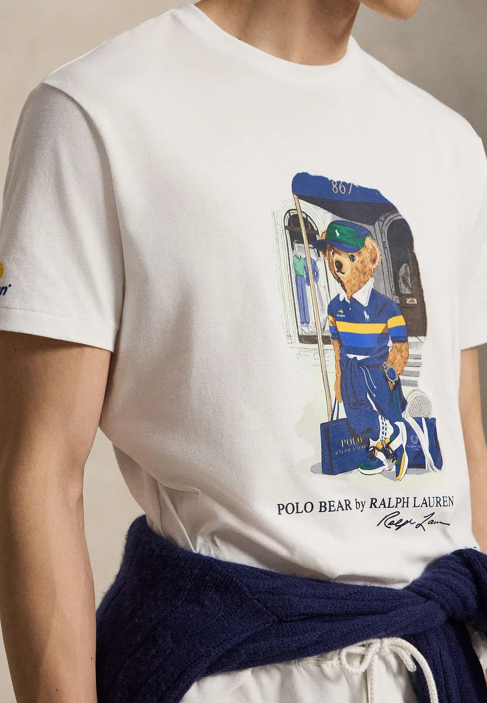 Футболка-Поло классического кроя с принтом медведя US Open Polo Ralph Lauren, White — фото 4
