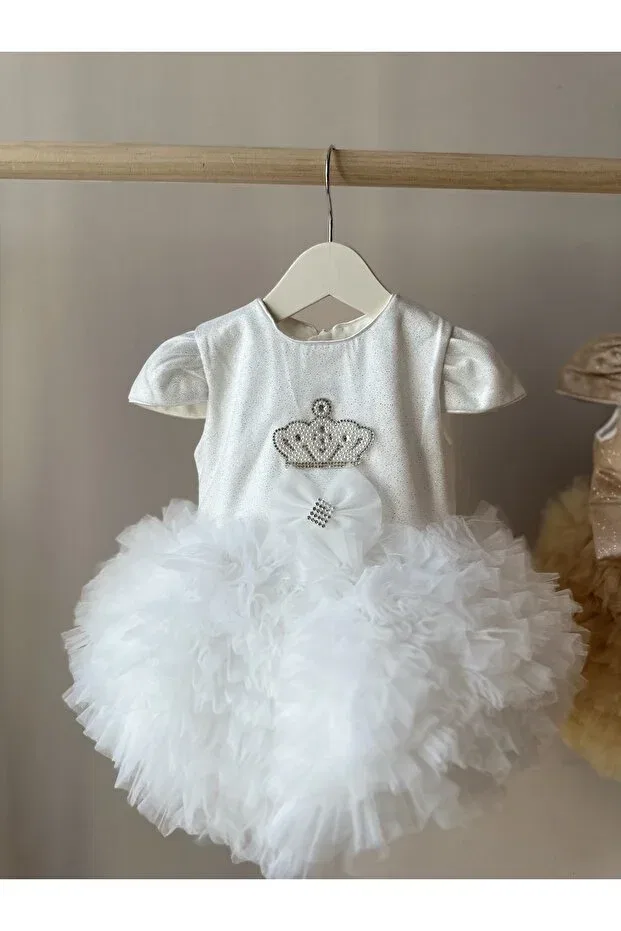 Детское платье для девочек с блестками Glitter baby girl dress with fluffy tutu skirt Myluni, White