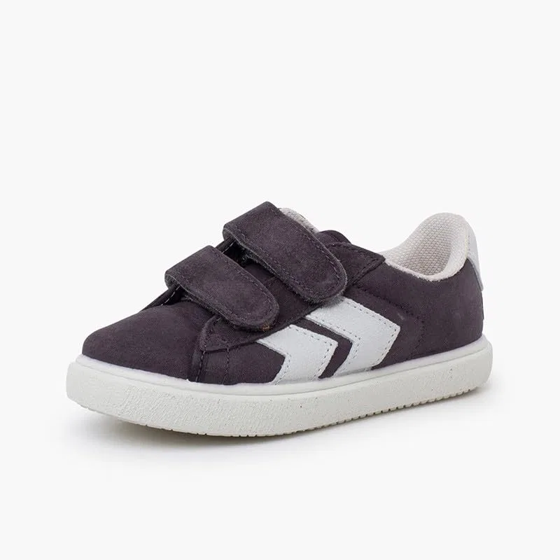 Детские кроссовки с боковыми полосками и липучками Pisamonas Sneakers Con Bande Laterali E Chiusura A Strappo Scamosciato Pisamonas, Anthracite — фото 2