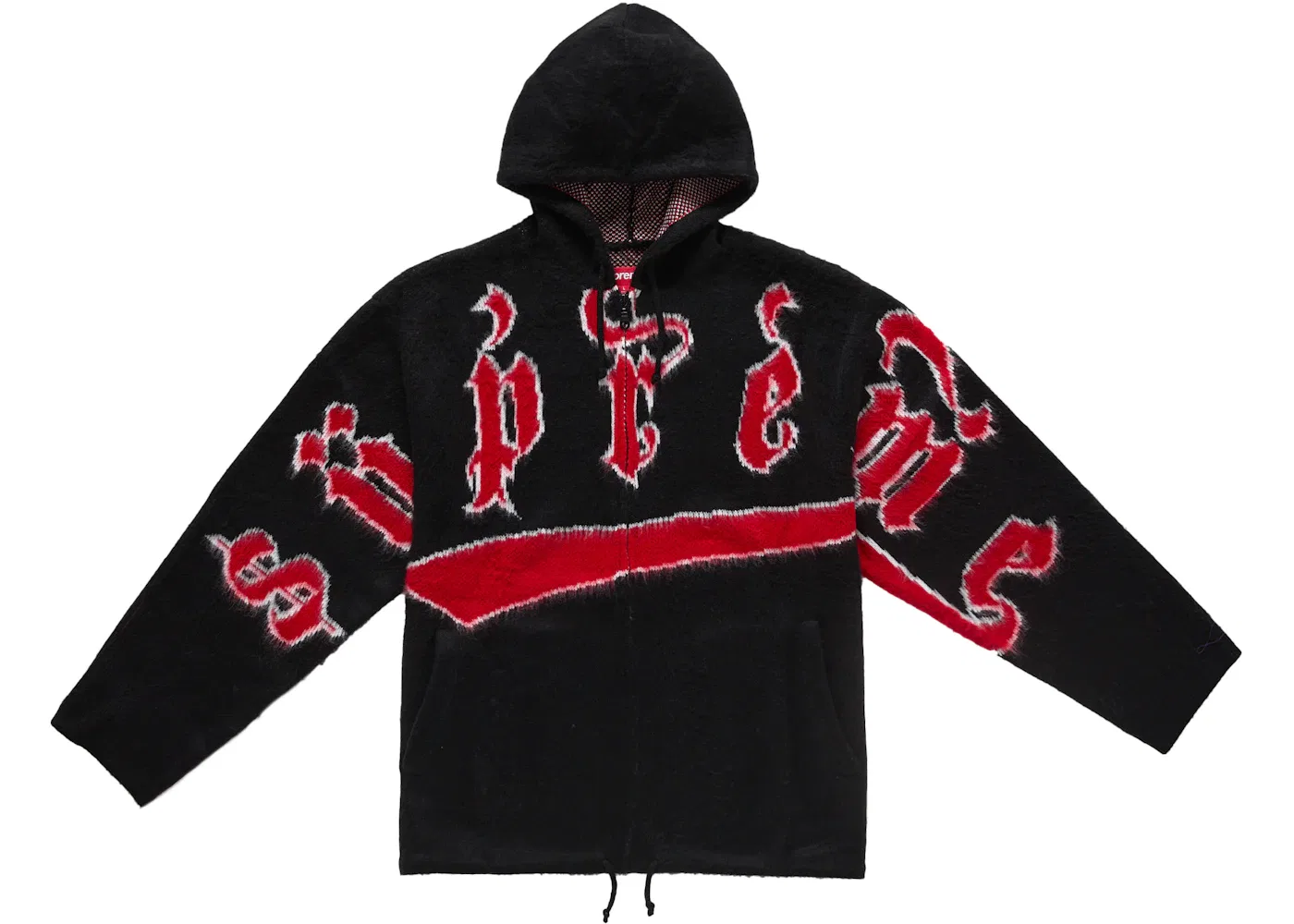 Мужской свитер на молнии Supreme Accent Brushed Zip Up Hooded Sweater, Black