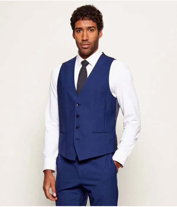 Мужской жилет из шерсти Slim Fit BOSS, синий