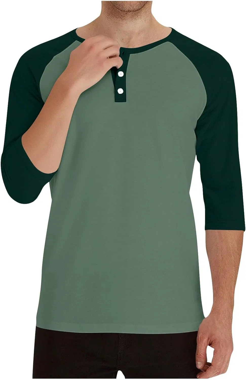 Мужская футболка с длинным рукавом цвет-блок, Active Shirts & Tees, Green — фото 2