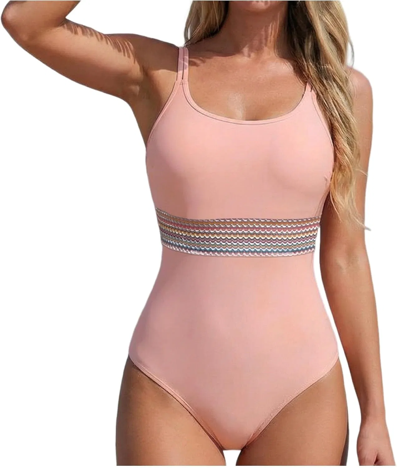 Женский цельный купальник с контролем живота Color Block, Pink