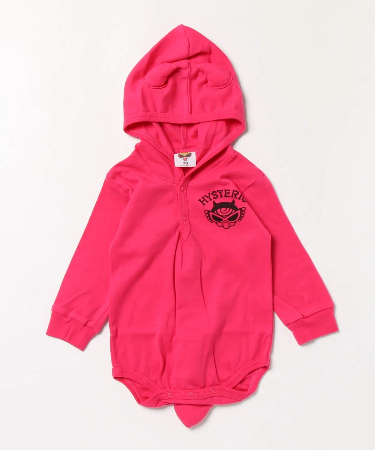 Детский длиннорукавный боди-комбинезон с рожками и хвостом DEVILKIN HYSTERIC MINI, Light Pink