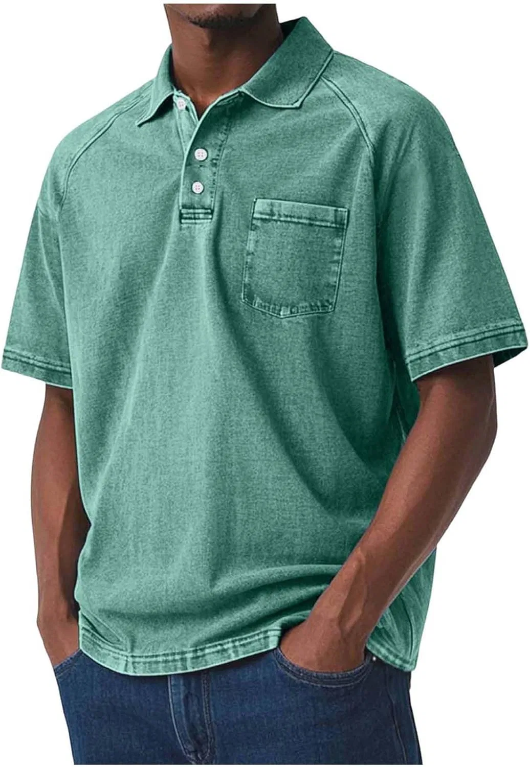 Мужская повседневная футболка поло Vintage Distressed, Mint Green