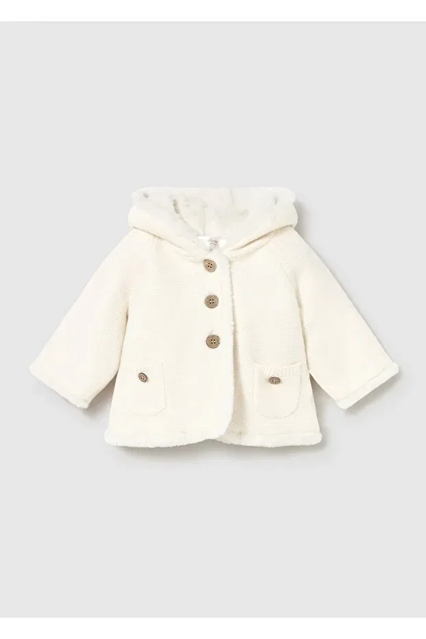Детский вязаный кардиган с капюшоном Mayoral, Nude Color