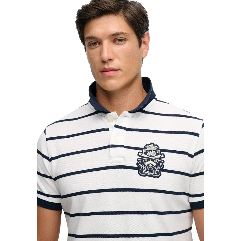 Мужское поло с коротким рукавом Crest Stripe Superdry, White — фото 4