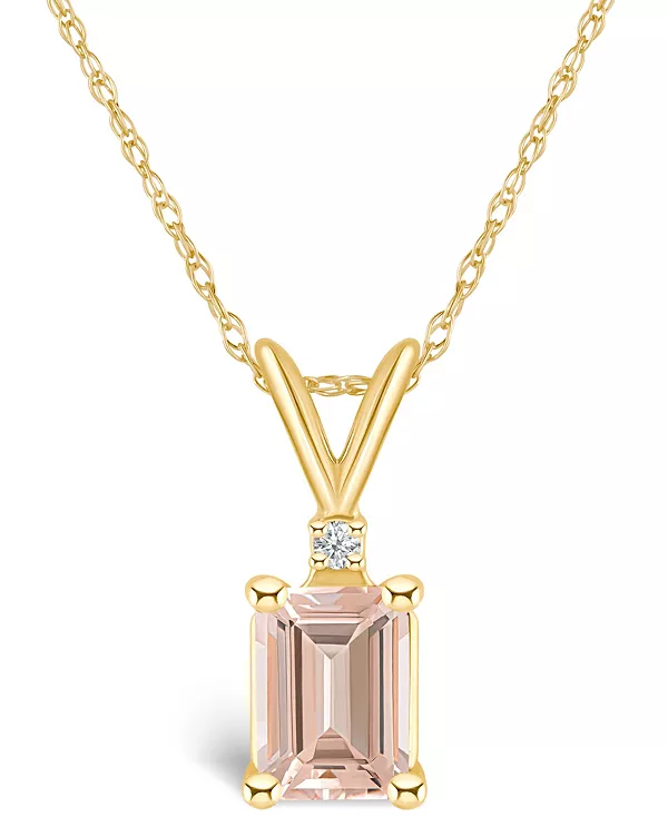 

Ожерелье с подвеской из морганита (7/8 карата) и бриллианта в 14-каратном желтом золоте или 14-каратном белом золоте Macy'S, gold