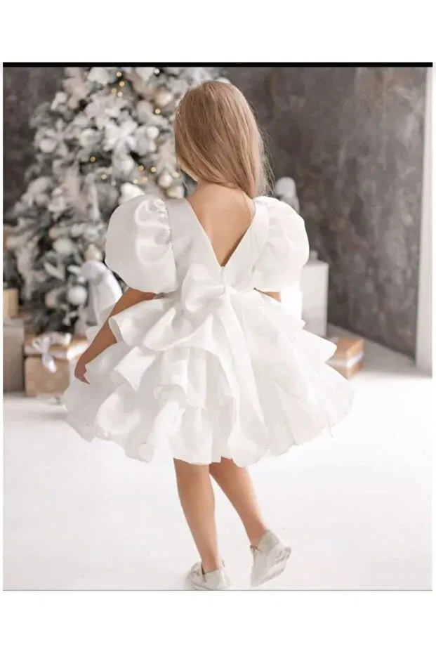Детское платье для девочек с коротким рукавом Party Mirace Styl, White — фото 2