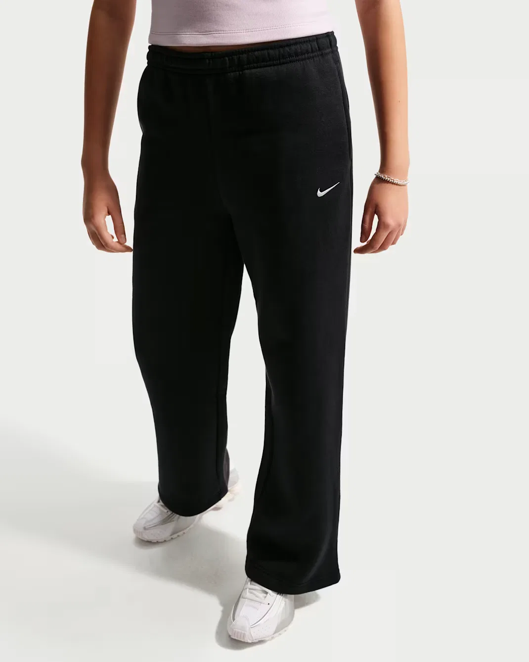 Детские брюки с открытым низом Nike Sportswear Studio Fleece, Black/White — фото 2