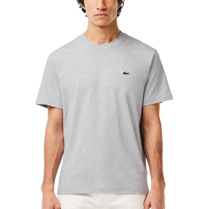 Футболка Lacoste Logo-Patch Cotton, мужская, серебристо-серая — фото 4