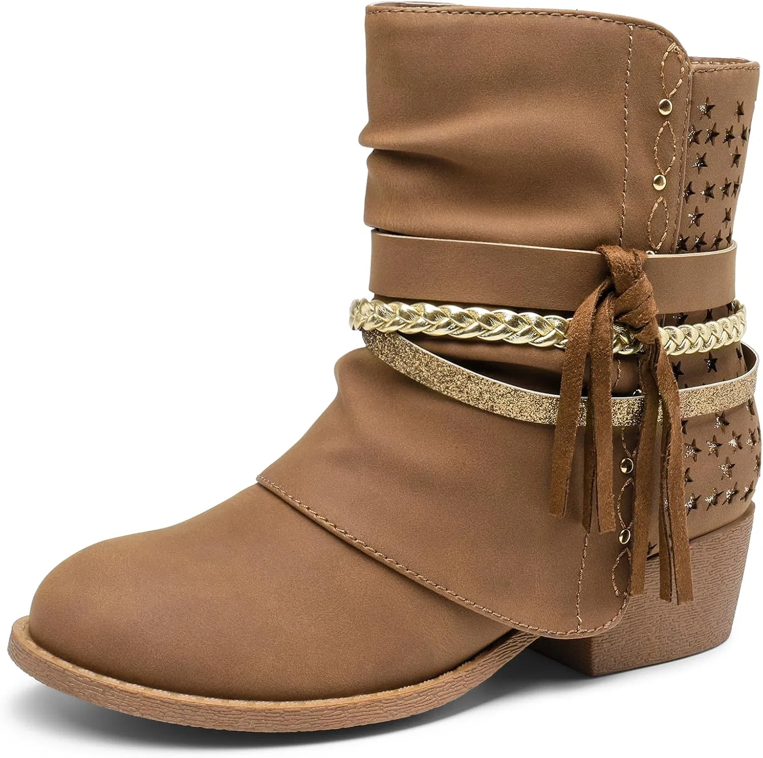 Детские ботинки для девочек с боковой молнией DREAM PAIRS, All Camel