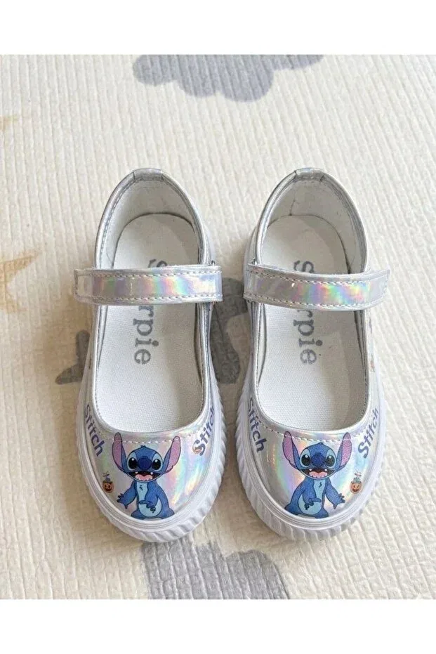 Детские балетки для девочек с принтом Stitch Surpie Shoes, Silver Hologram — фото 4
