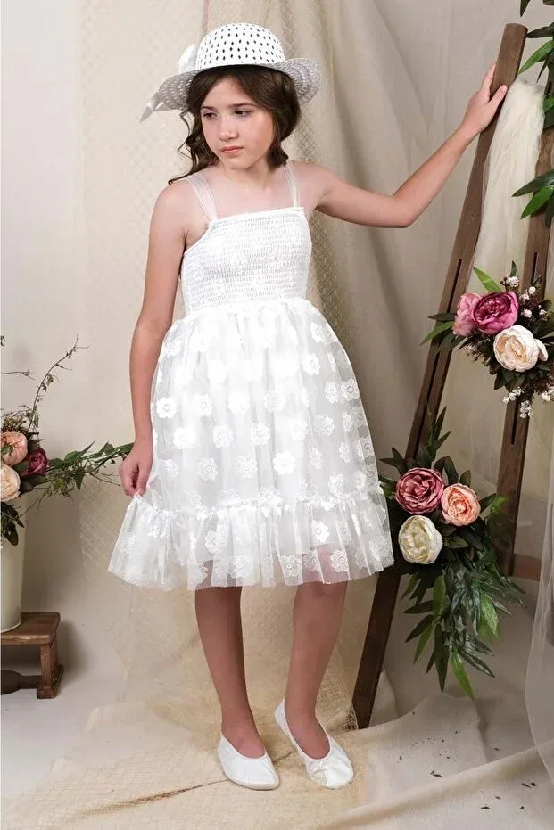 Детское платье для девочек из тюля Mnk Baby&Kids, White