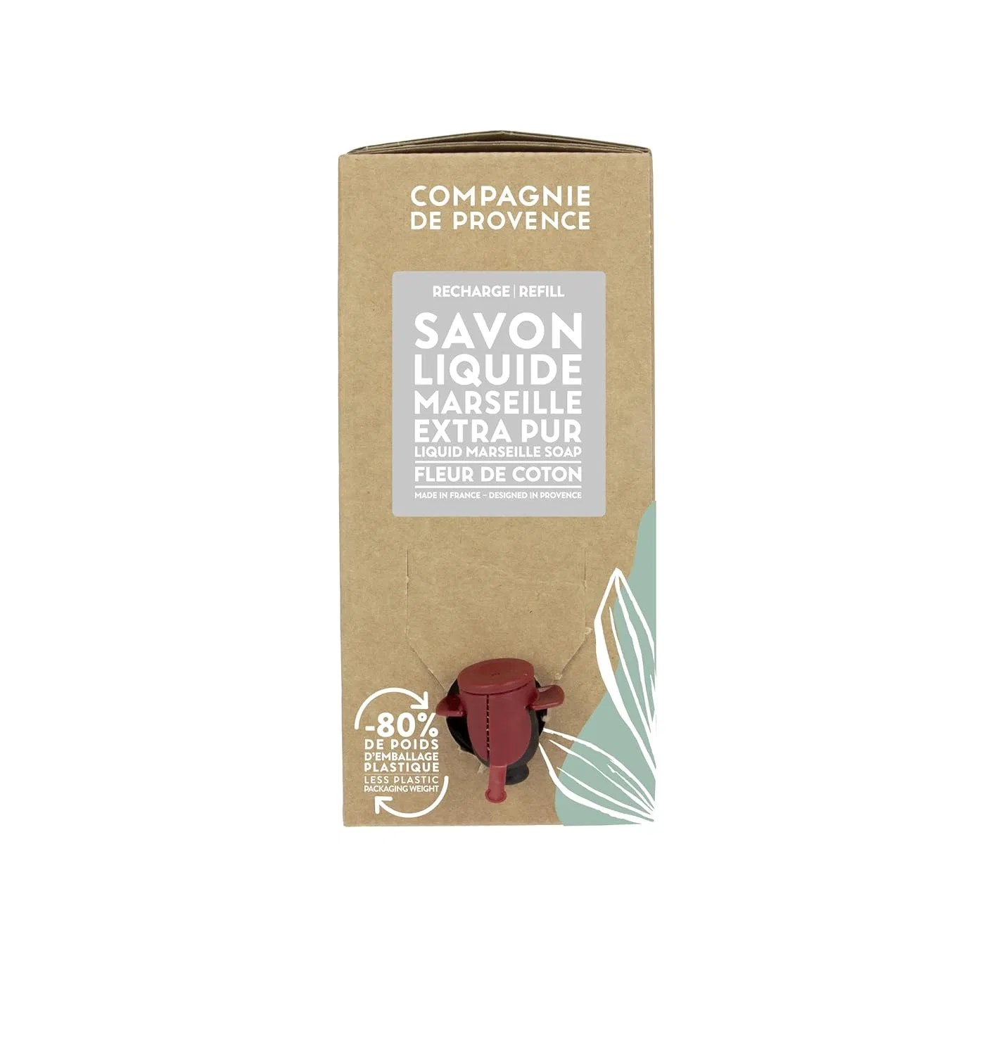 Жидкое мыло Savon de Marseille Extra Pure, Compagnie de Provence, эко-заправка 300 мл, Cotton Flower — фото 2
