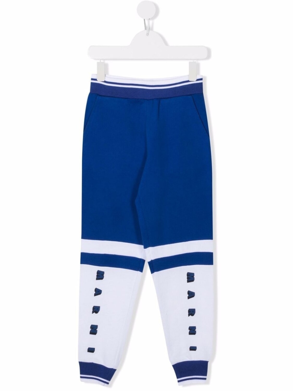 

Marni Kids брюки в стиле колор-блок с логотипом, синий