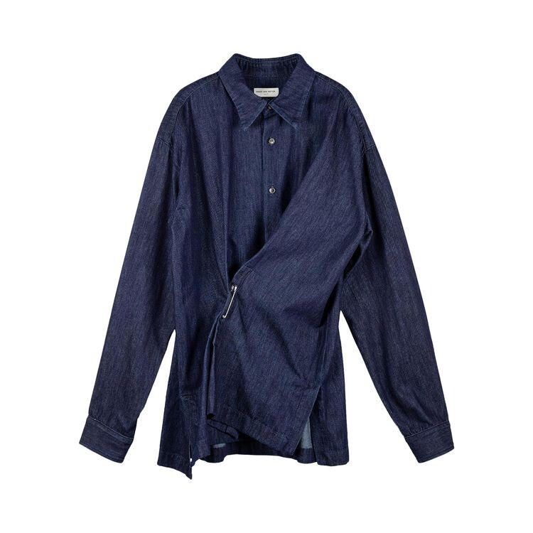 

Рубашка Dries Van Noten Safety Pin Closure Shirt Indigo, синий