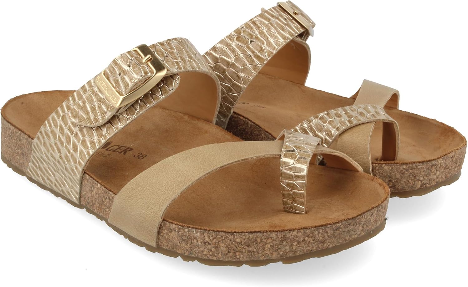 

Сандалии-мюли HAFLINGER Bio Juno из кожи с пробковой стелькой унисекс, золотой