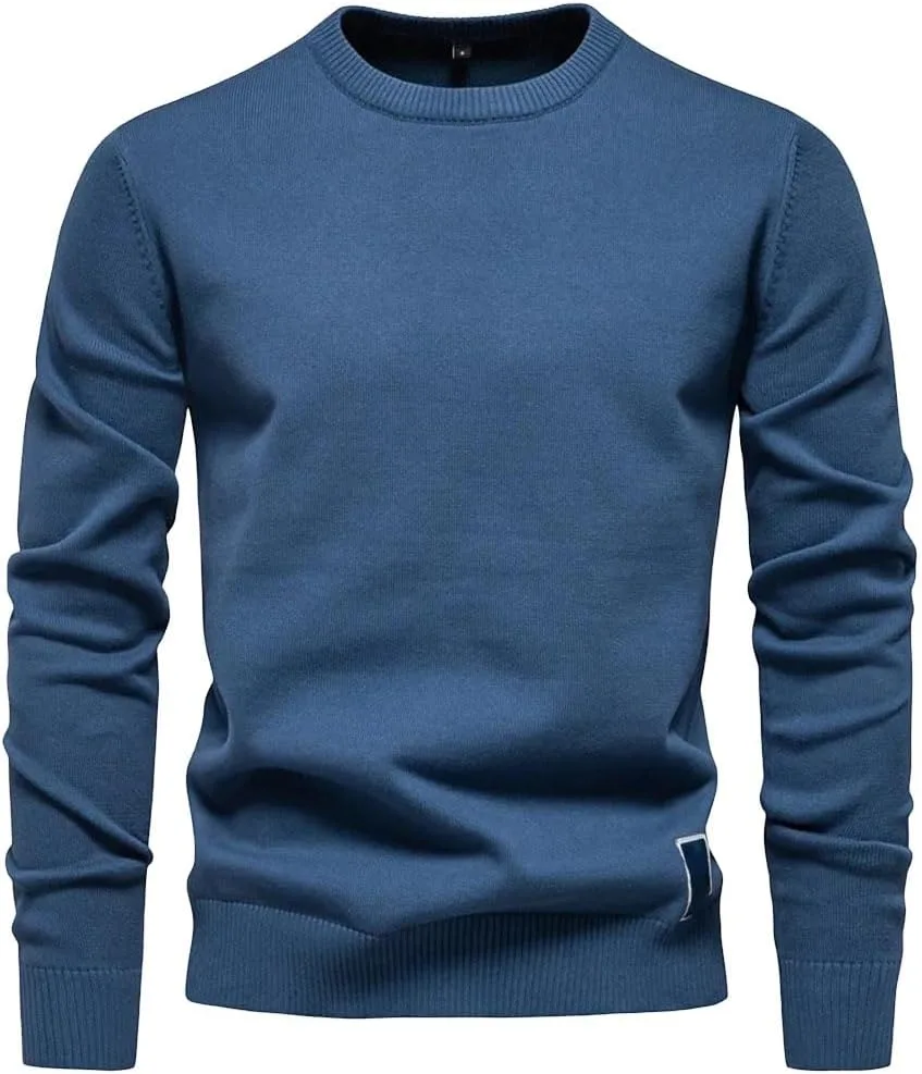 

Мужской однотонный свитер с круглым вырезом