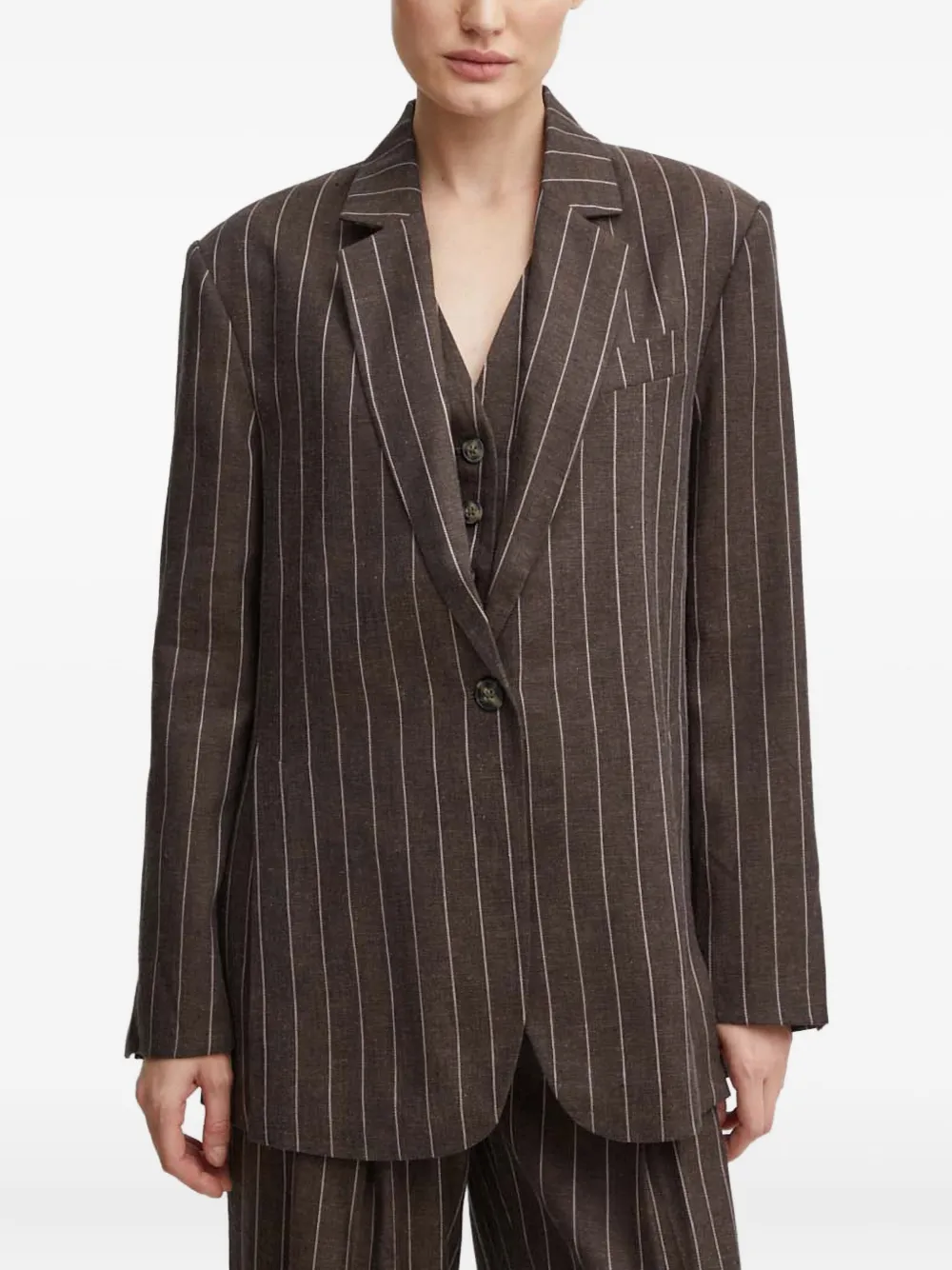 

Однобортный пиджак в полоску Day Birger Et Mikkelsen, коричневый
