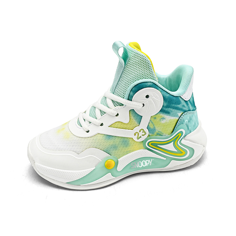 

Детские баскетбольные кроссовки с высоким берцем, противоскользящие, устойчивые к истиранию, дышащие, с защитой от ударов SNOOPY, аква