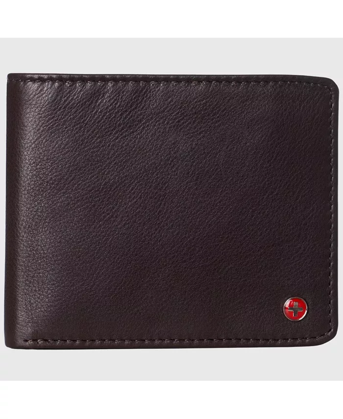 

Мужской кошелек Deluxe Capacity Hybrid Bifold Flipout ID Window с RFID-защитой Alpine Swiss, коричневый