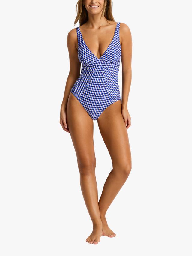 

Купальник Solara с вырезом Scoop и панелями на спине Sea Level, Blue/Multi