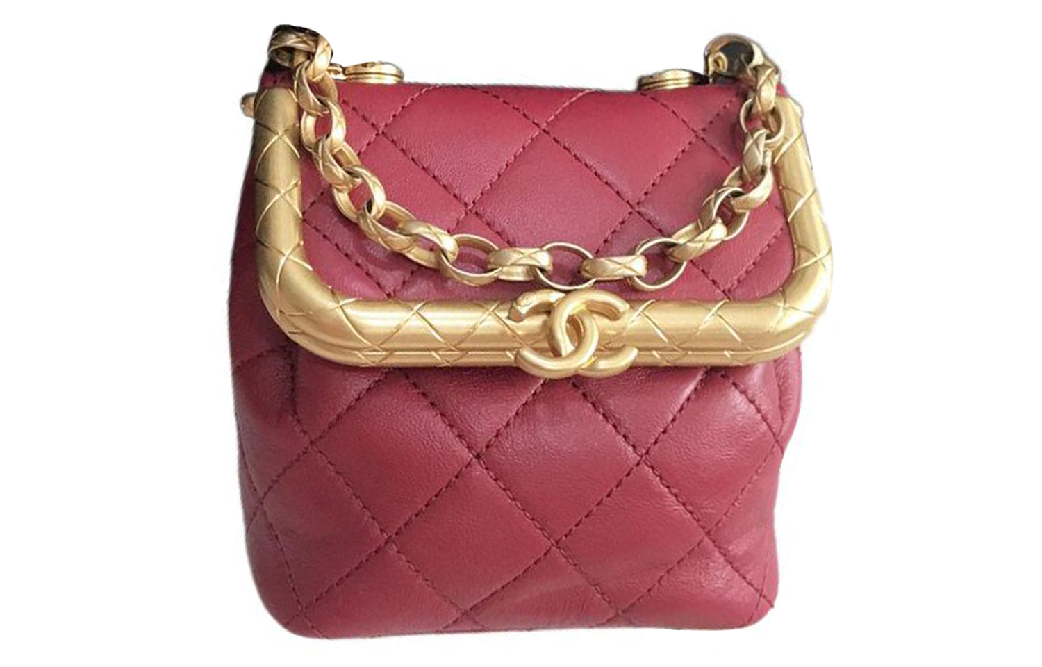 

Сумка-коробка из овчины, через плечо, кросс-боди, женская красная CHANEL