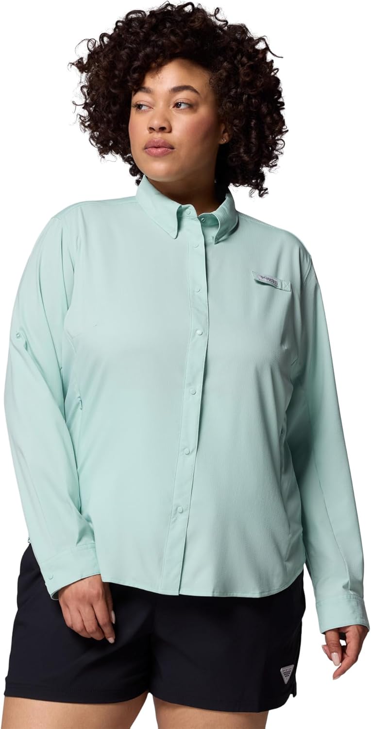 

Columbia Women's PFG Tamiami II UPF 40 рубашка для рыбалки с длинным рукавом, Misty Jade