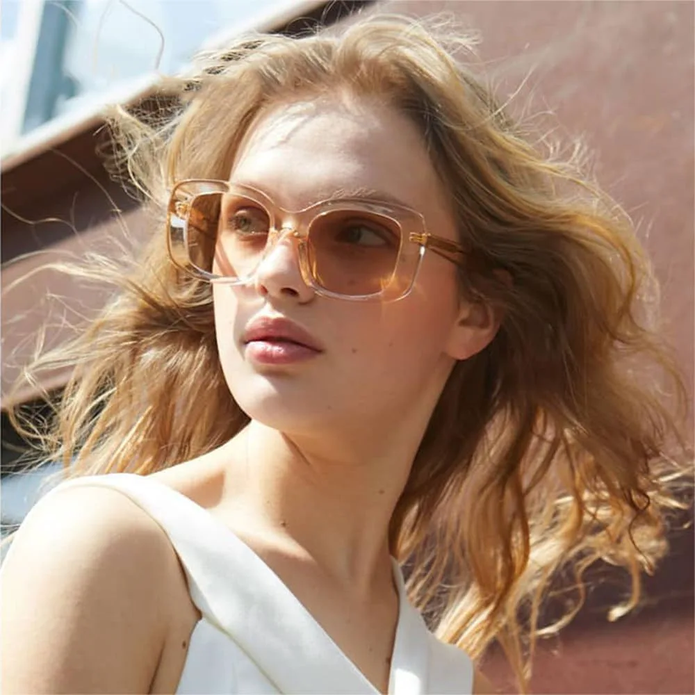 

Винтажные солнцезащитные очки для женщин в необычной оправе большого размера, декоративные солнцезащитные очки для женщин с защитой от УФ-излучения UV400 MTZJH, C2