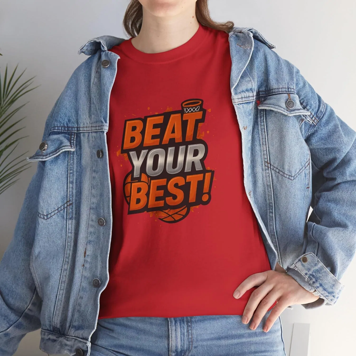 Футболка с принтом 'Beat Your Best' Heavy Cotton, красный — фото 3
