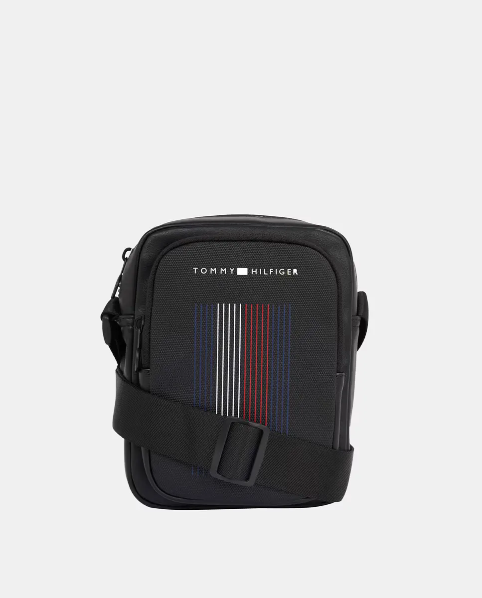 

Миниатюрная сумка через плечо в репортерском стиле в полоску Tommy Hilfiger, черный
