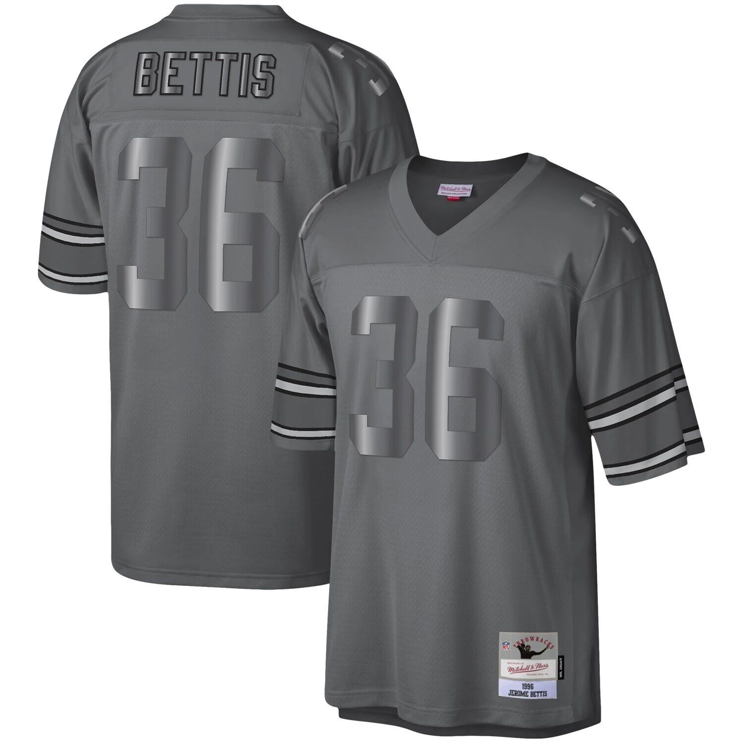 

Мужская майка Mitchell & Ness Jerome Bettis Charcoal Pittsburgh Steelers 1996, вышедший на пенсию игрок Metal Legacy