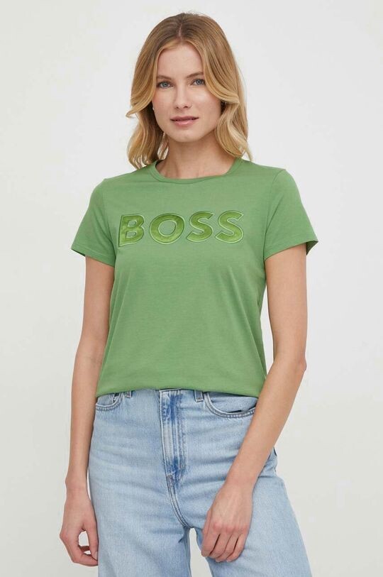 

Хлопковая футболка Boss, зеленый