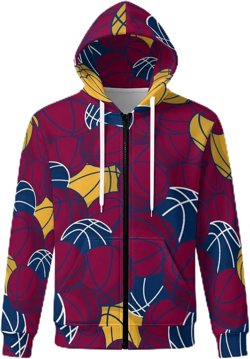 

Толстовка с капюшоном на молнии и карманом, баскетбольный принт, уличный стиль IYLYHSHF