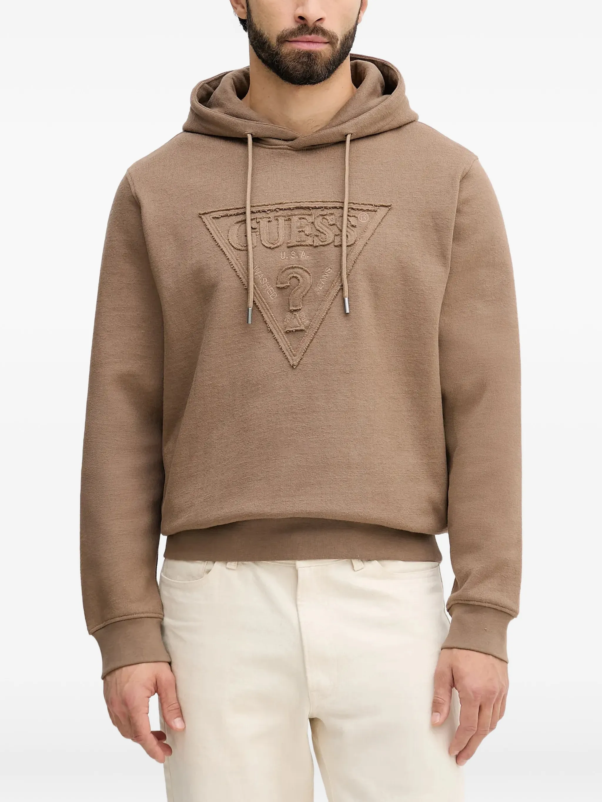 

Свитер с капюшоном и логотипом Guess Usa, коричневый