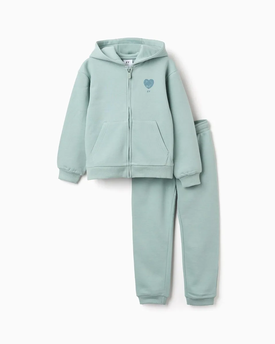 

Детский спортивный костюм для девочки с мягкой внутренней стороны и резинкой на манжетах и по низу Zippy, мятный зеленый