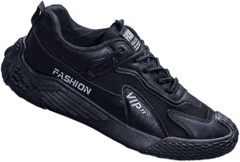 

Мужские повседневные кроссовки для бега - дышащий верх из сетки, противоскользящая резиновая подошва, стильные и универсальные Fmshi, черный