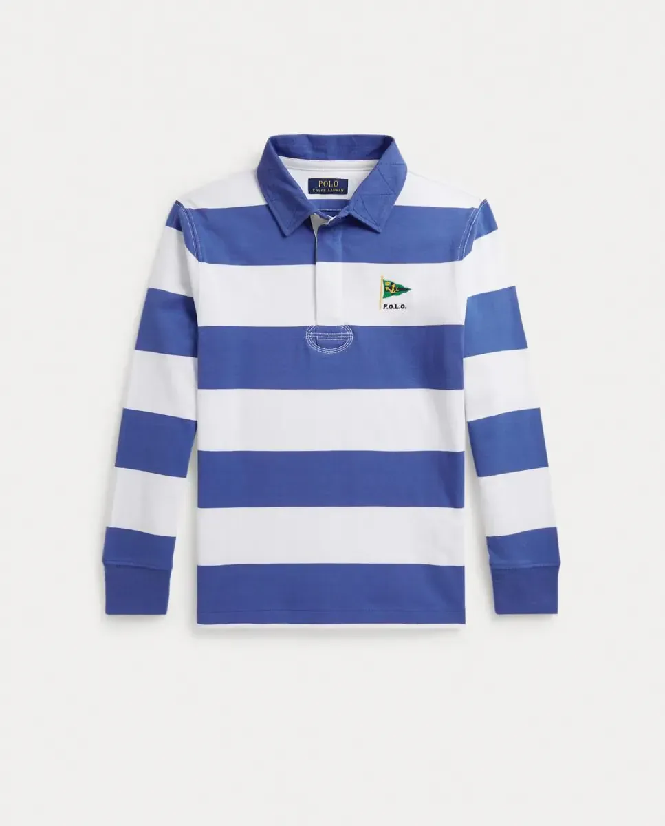 Детская регбийная футболка из хлопка Polo Ralph Lauren, синий/белый — фото 4
