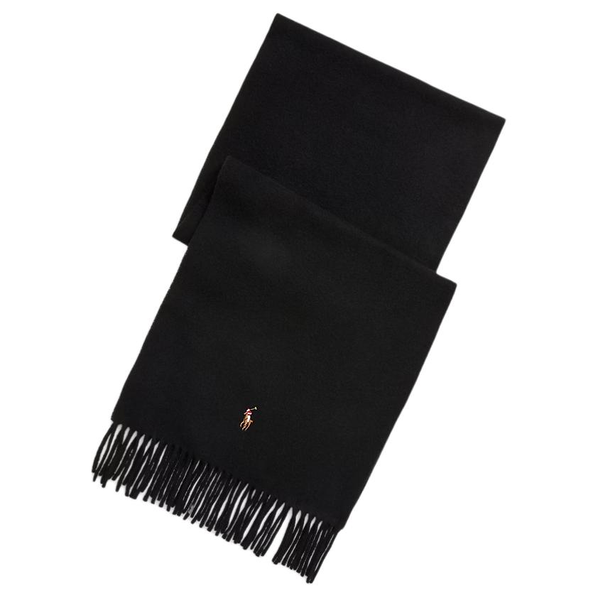 

Ralph Lauren Шерстяной вязаный шарф мужской черный, Black
