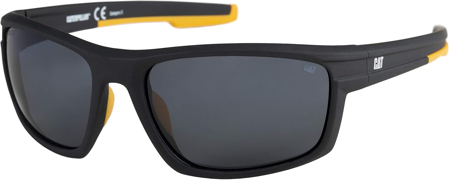

Caterpillar мужские поляризационные солнцезащитные очки прямоугольной формы, Rubberized Matte Black
