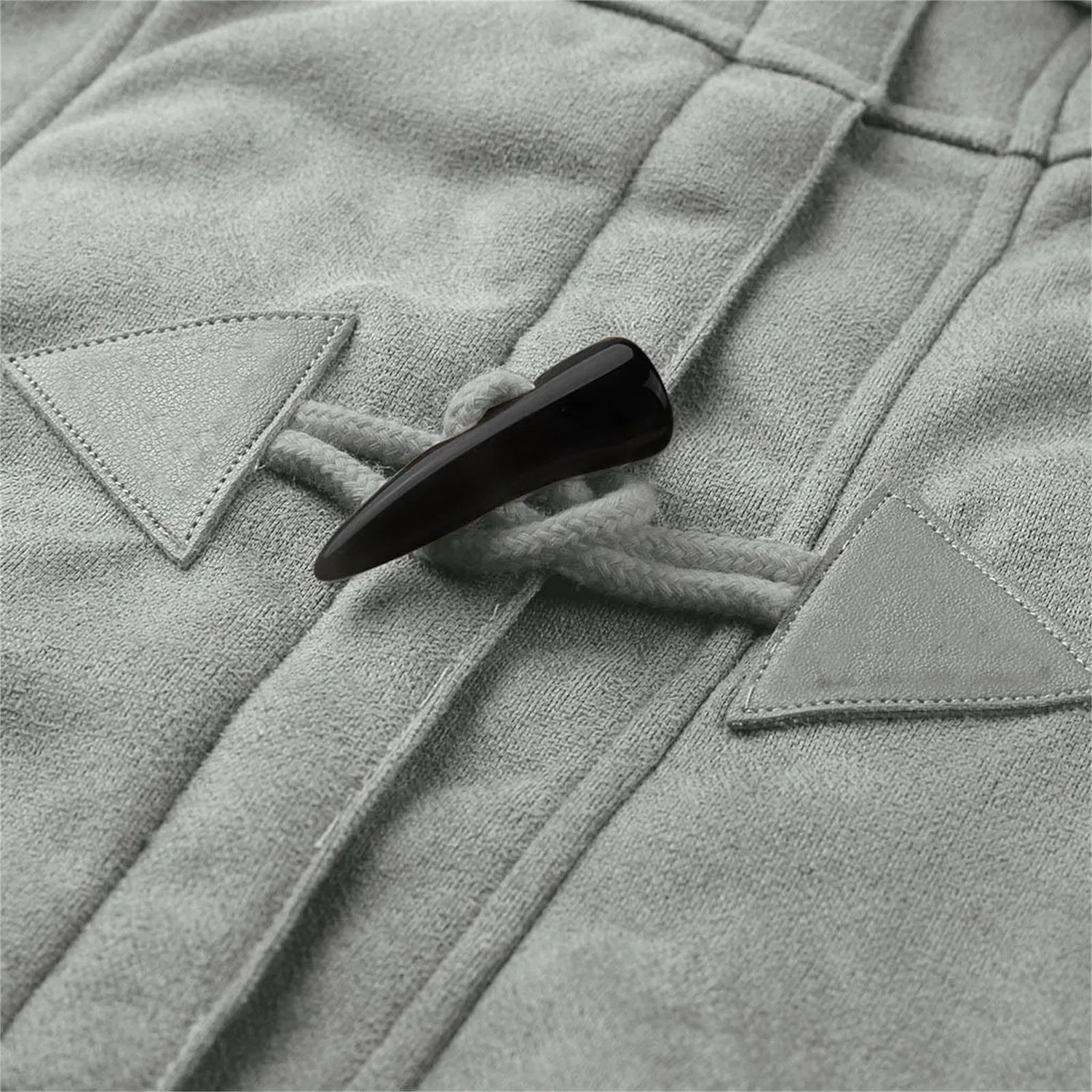 Женская куртка из флиса с капюшоном и роговыми пуговицами, 03 Grigio — фото 4